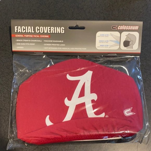 Alabama Crimson Tide 2 Pack Face masks New - Picture 1 of 4